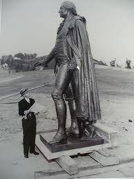 Dr. Hubert L. Eaton with Bronze statue of George Washington    www.HubertEaton.com